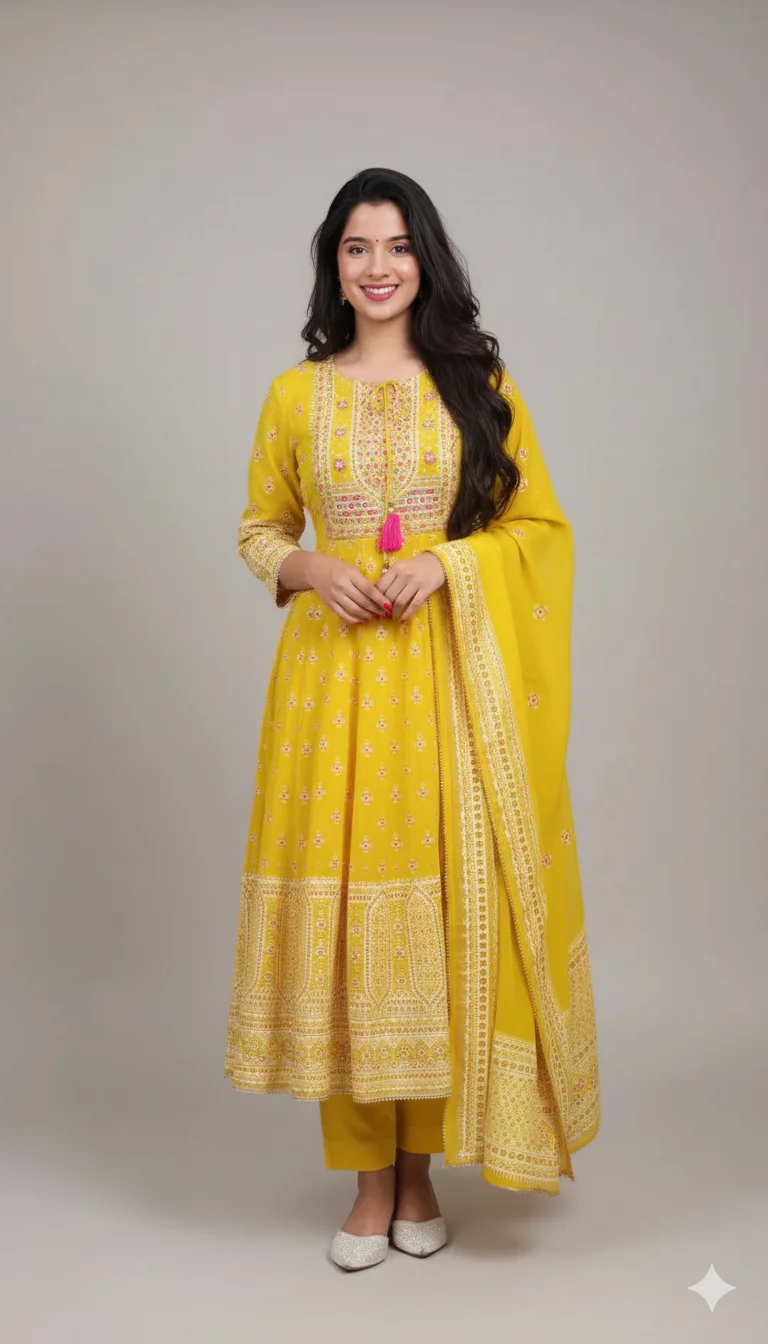 Latest Yellow Cotton Salwar Suit For Festival