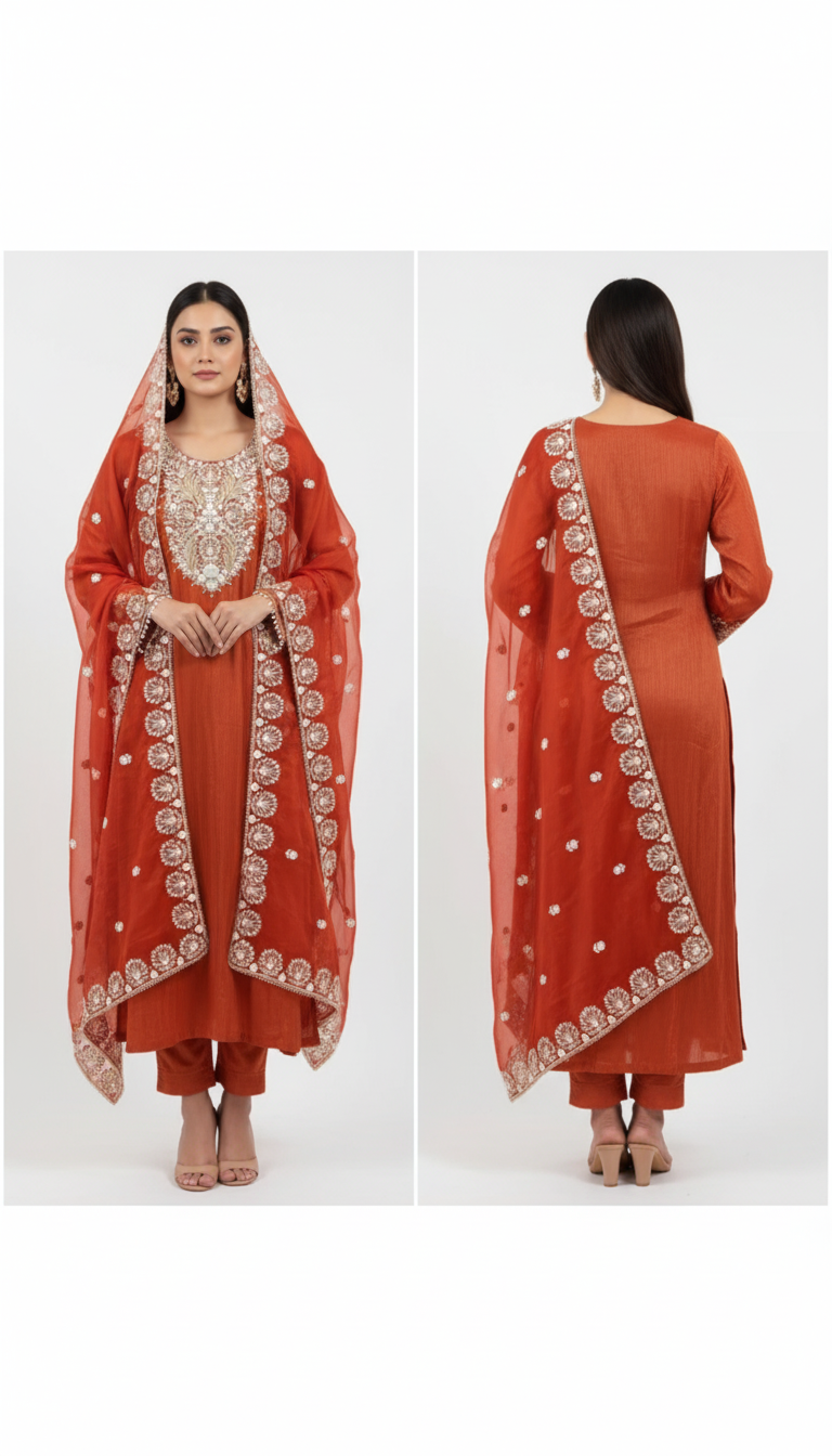 Orange Kurta & Pant with Dupatta – Radiance Redefined