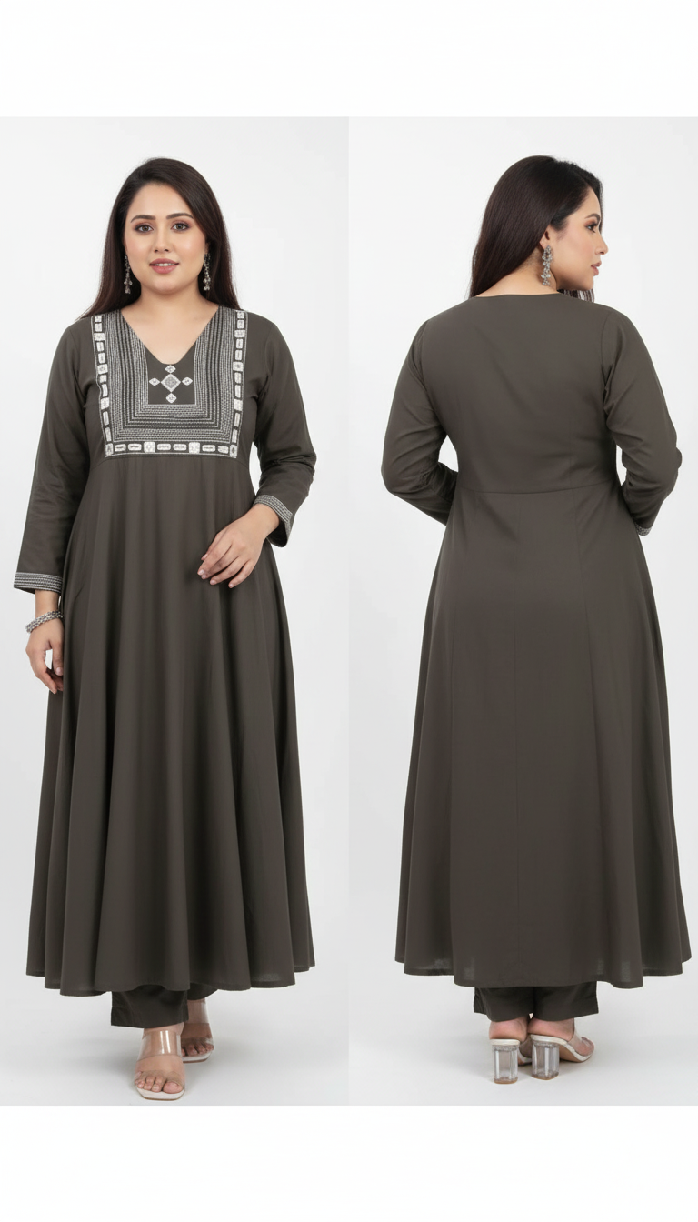 Women’s Solid A-Line Kurta with Sheen Effect – Elegant & Contemporary Ethnic Wear