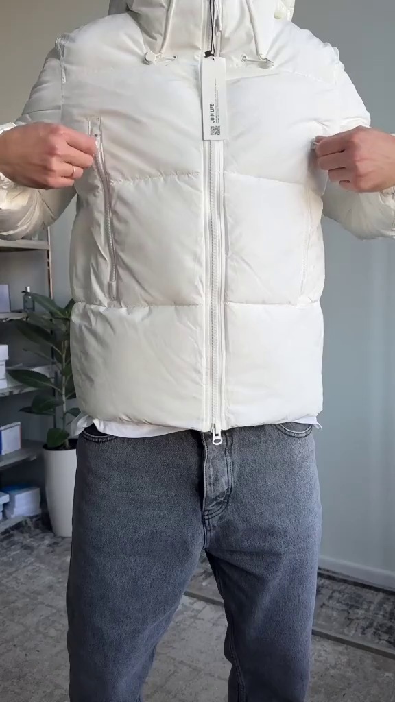 Premium White Winter Puffer Jacket with Hoody