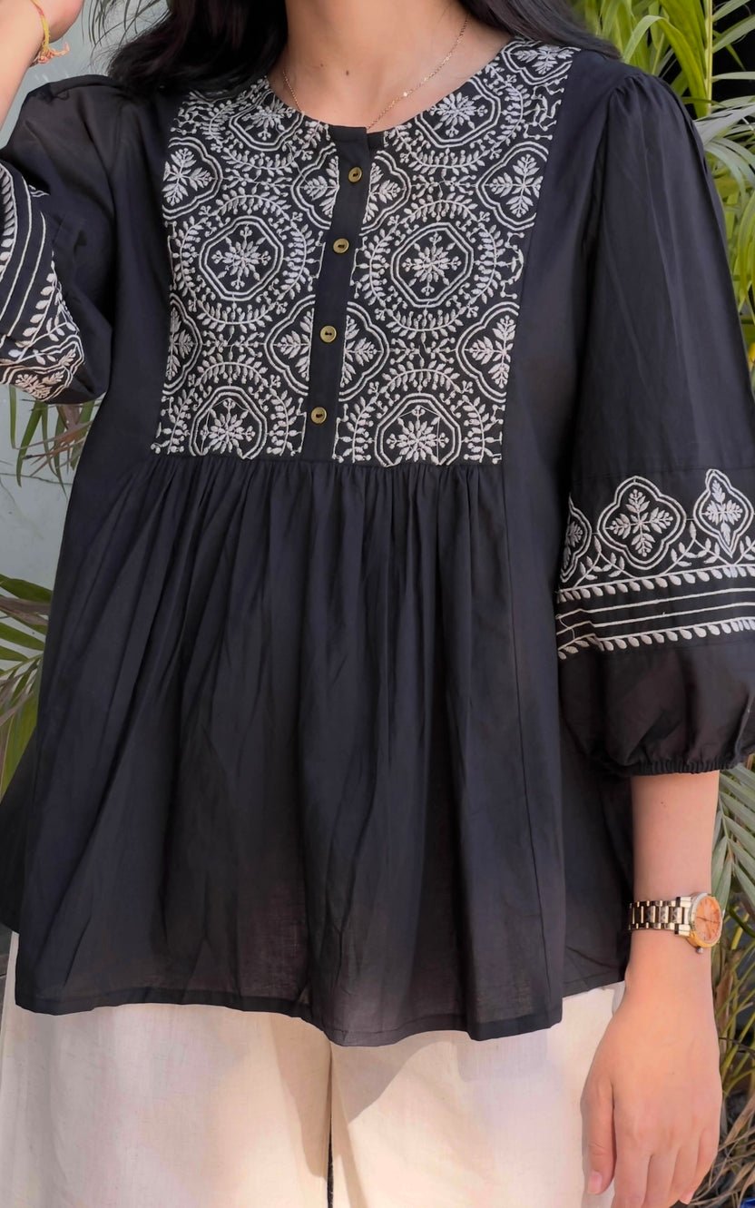 cotton tunic with cotton plazo - Image 3