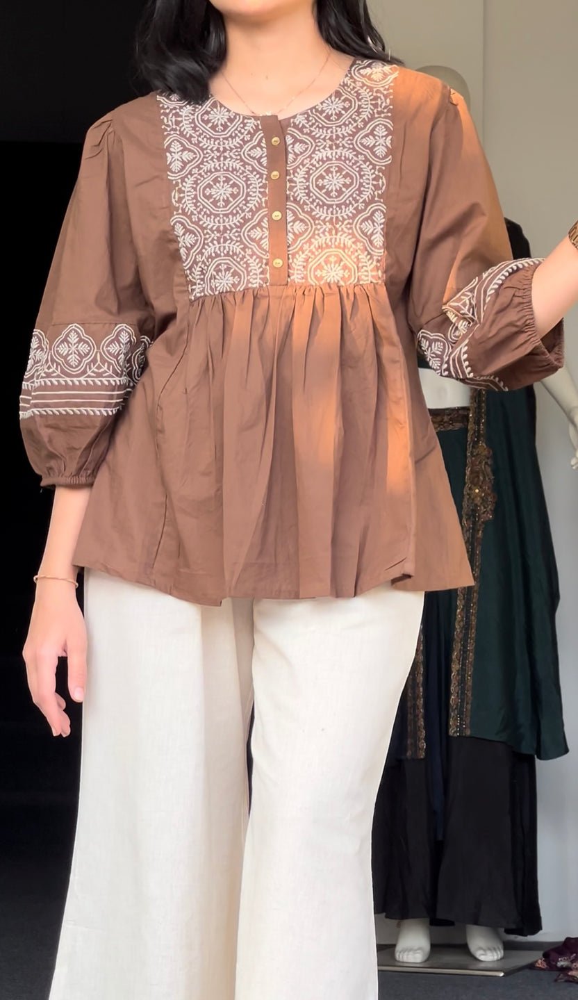 cotton tunic with cotton plazo