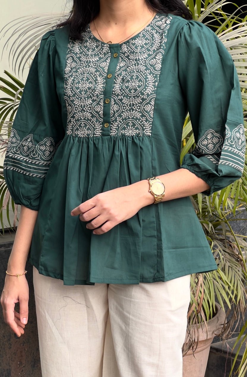 cotton tunic with cotton plazo - Image 2