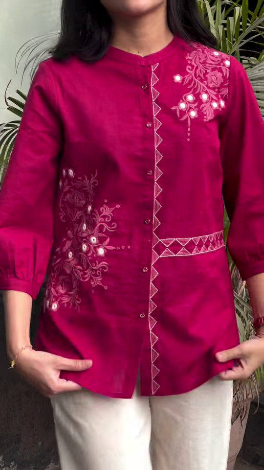 cotton tunic with cotton plazo - Image 3