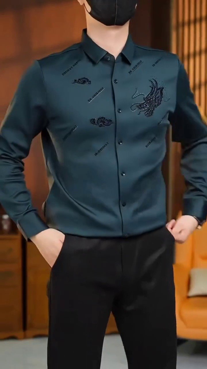Men’s Designer Formal Shirt with Artistic Embroidery