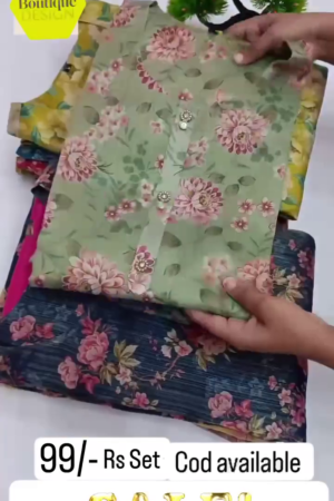 Women Sage Green Floral Print Cotton Silk Kurta Set with Red Pant